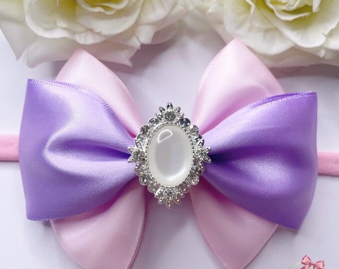 Pink & Lilac Baby Bow Headband: Handmade Hair Accessory