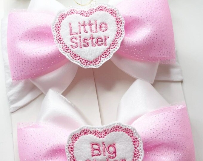 Sister Bow Set: Baby Headband & Clip - Pink Hair Accessories