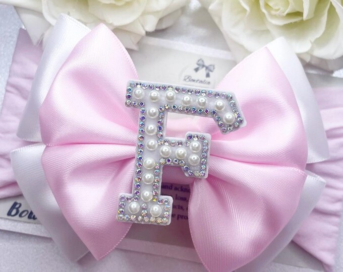 Personalized Pearl Initial Baby Bow Headband: Newborn Accessory
