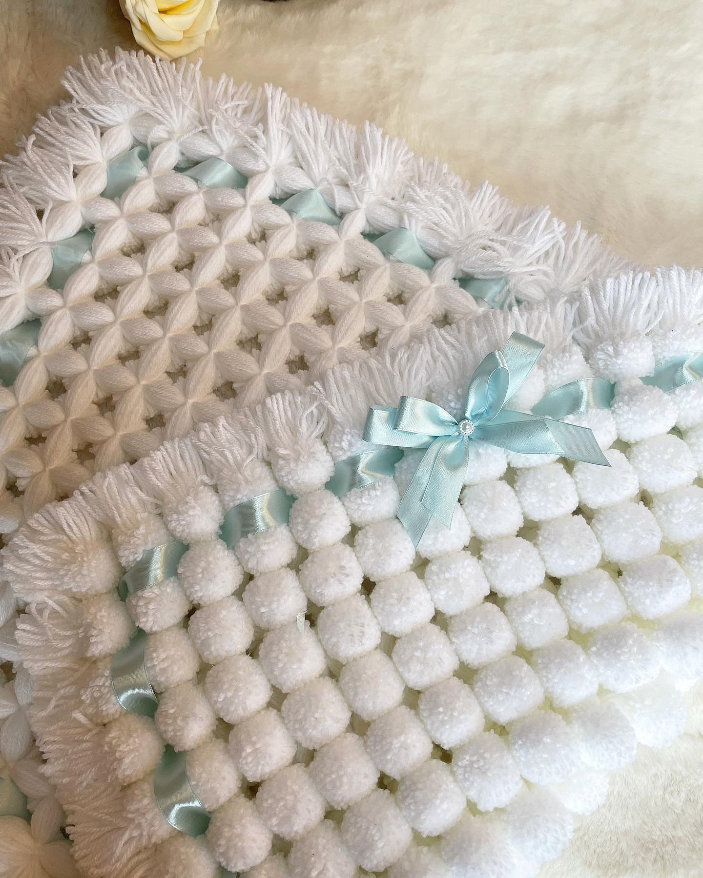 Crochet Baby How To Make A Baby Blanket With Pom Pom Wool How To