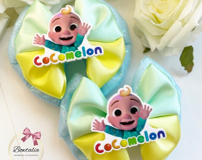 Character Hair Bow: Glitter Tulle & Ribbon Bow Clip or Headband