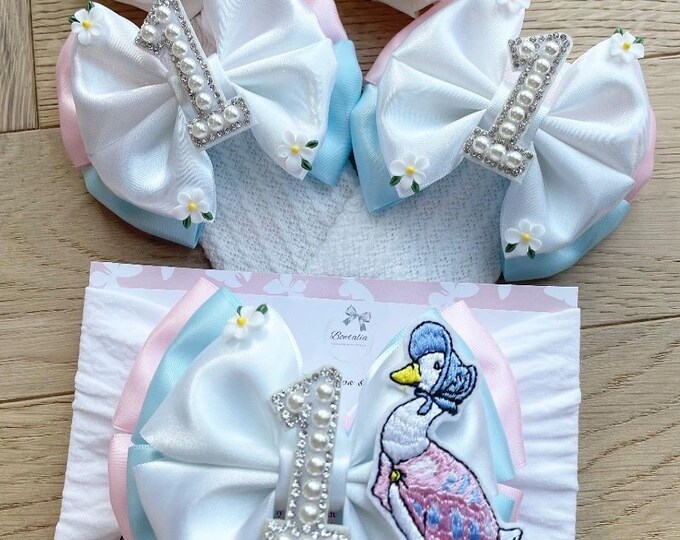 Pearl Initial Baby Headband & Socks Set: Birthday Bow, 0-3 Years