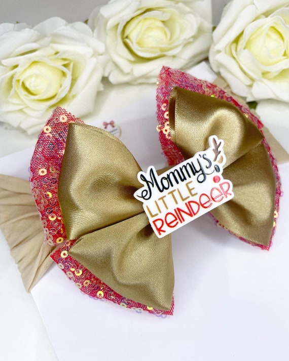 Christmas Baby Headband: Red Sequin & Gold Bow - Etsy