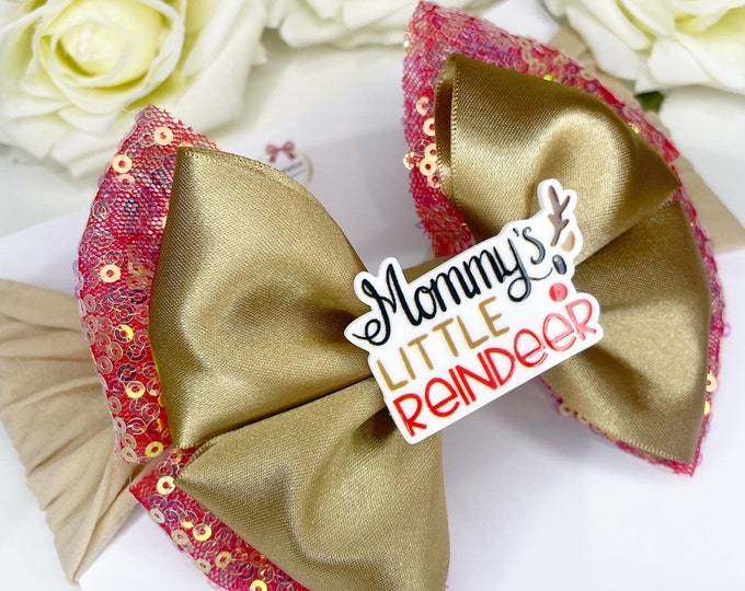 Christmas Baby Headband: Red Sequin & Gold Bow