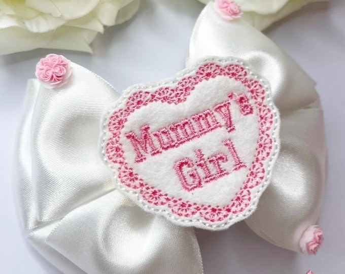 Mommy's Girl Bow: White Hair Bow, Baby Headband