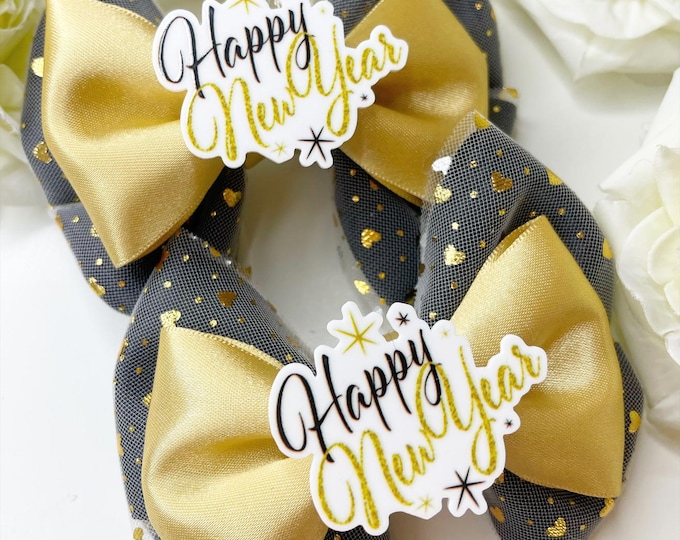 New Year Bow: Gold Festive Baby Bow Clip or Headband