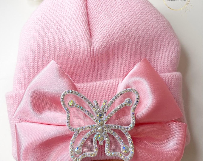 Newborn Baby Bow Hat: Winter Knit Beanie
