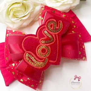 Red Valentine&#39;s Bow: &#39;Love&#39; Patch, Clip or Headband