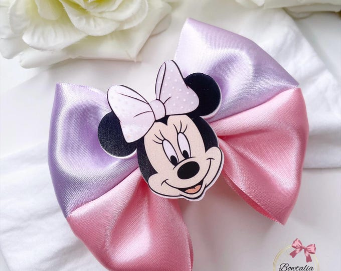 Mouse Character Bow Headband: Pink & Lilac Hair Accessory
