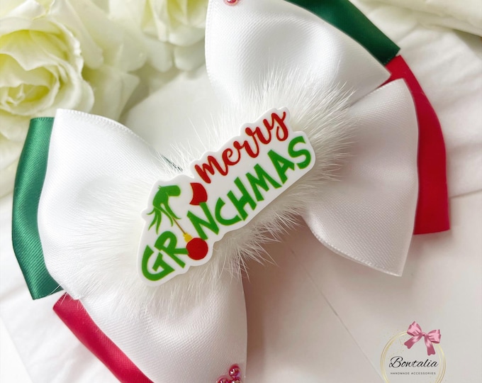 Grinch Christmas Hair Bow: Holiday Headband