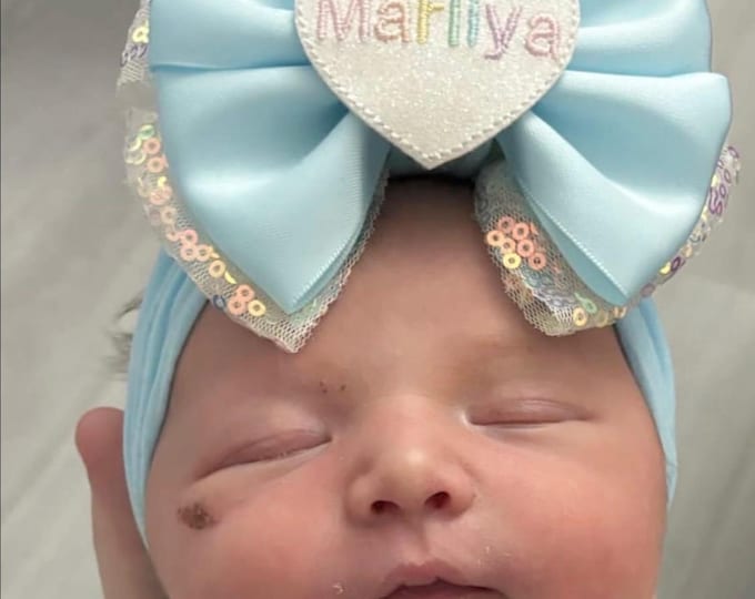 Pearl Initial Baby Headband | Personalized Newborn Bow