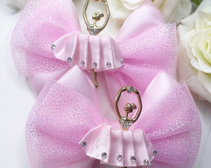 Pink Ballerina Bow Clip: Dance Hair Accessory