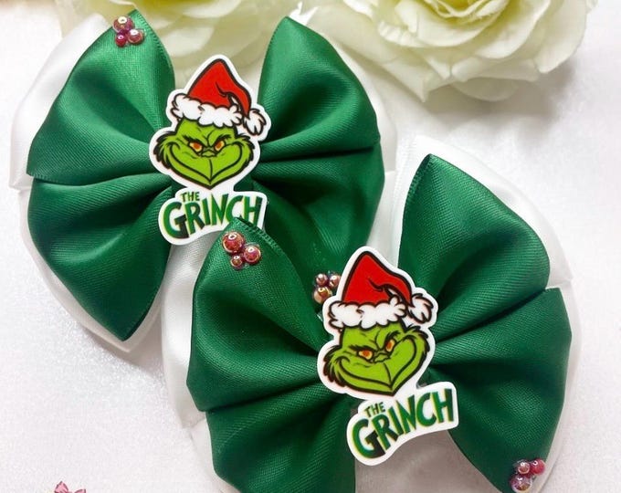 Grinchmas Hair Bow: Festive Christmas Clip or Headband, christmas bows