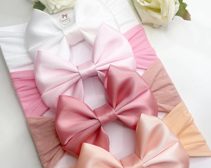 Baby Girl Bow Headband: Classic Handmade Nylon Headband, 0-3 Years