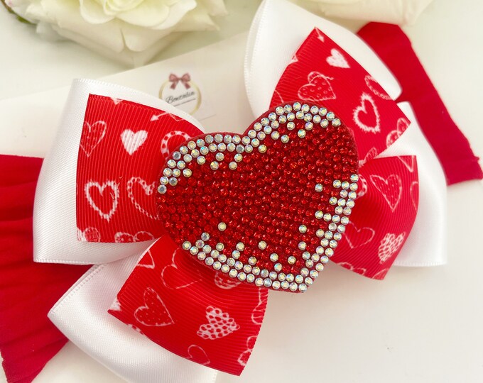 Red Heart Baby Headband: Sparkly Bow, Valentine's Day