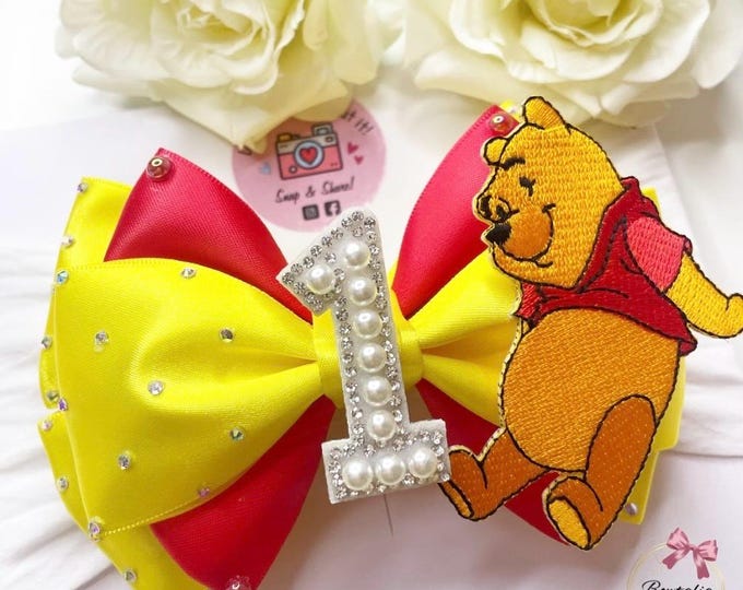 Red & Yellow Character Birthday Bow: Baby Headband or Clip