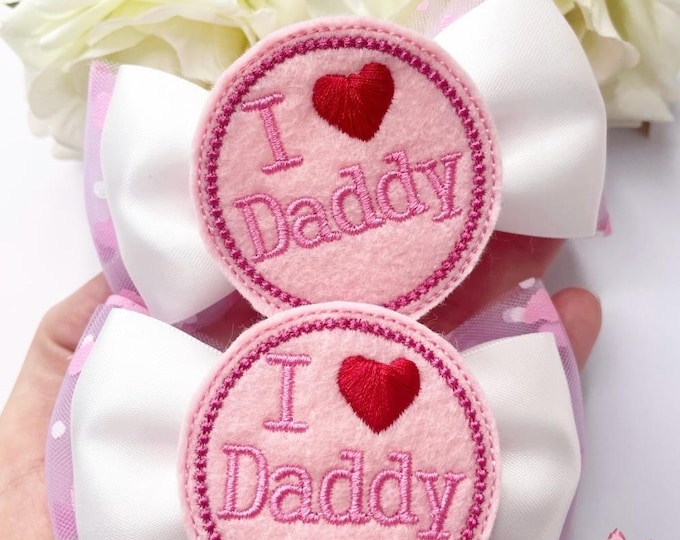 I Heart Daddy Hair Clips: Handmade Celebration Bows - Set of 2