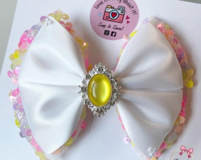 Rainbow Hair Bow Clip: Handmade Girl's Hair Accessory