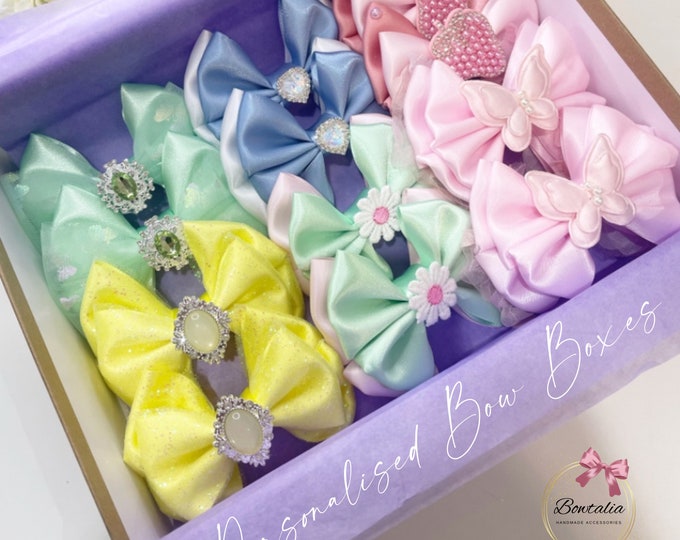 Personalized Hair Bow Box: 12 Handmade Bows, Baby Accessories