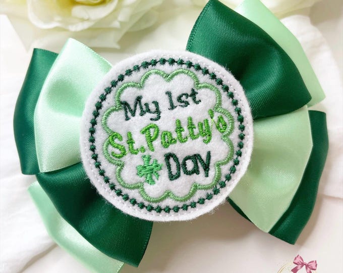 My 1st St. Patty's Day Bow: Green Celebration Headband or Clip