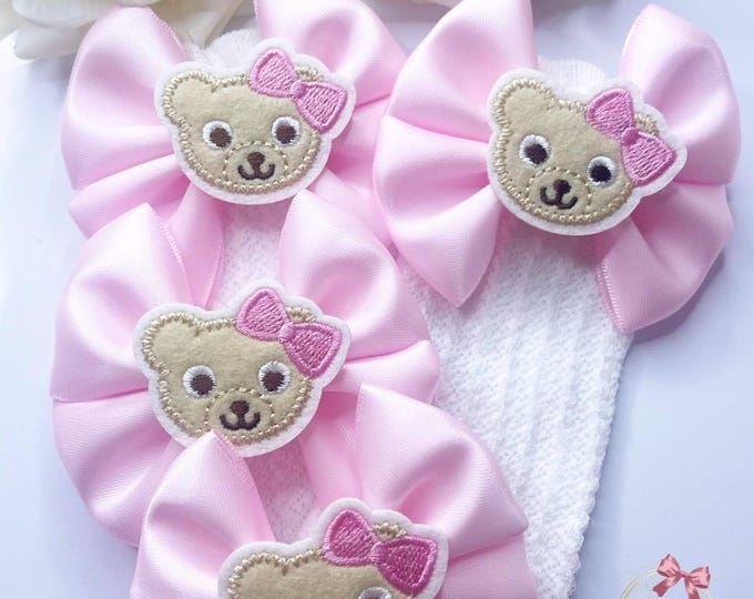 Baby Girl Socks and Bow Headband Set: Teddy Bear & Bumble Bee