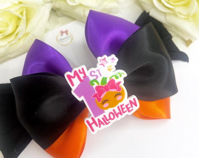 Halloween Baby Bow: Purple, Orange & Black Hair Bow