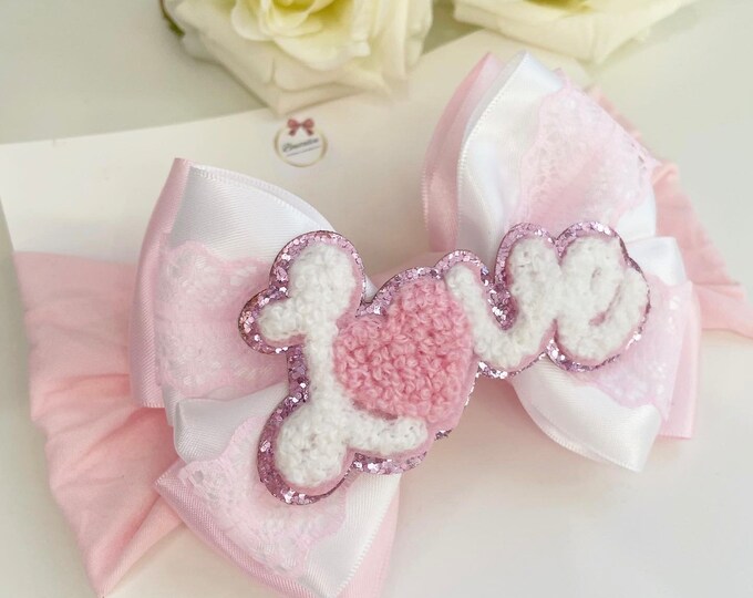 Valentine's Baby Headband: Pink Love Heart Bow