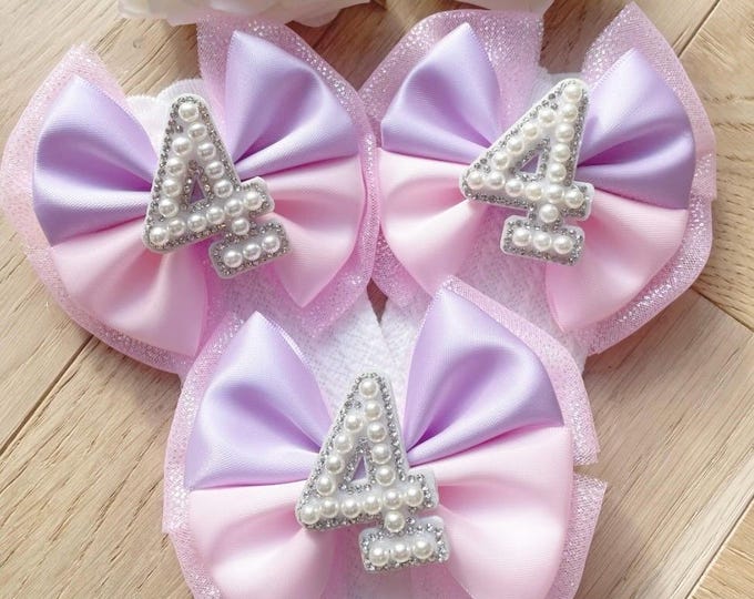 Girls Bow and Socks Set: Glitter Hair Accessories, Birthday Gift