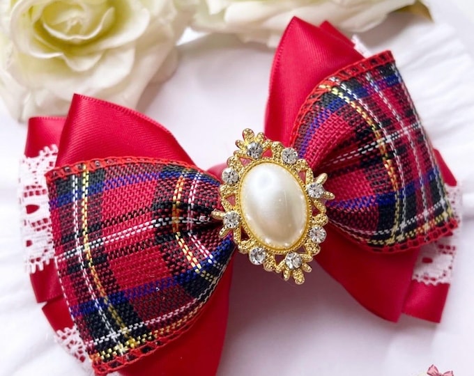 Christmas Tartan Bow Headband | Baby Holiday Hair Accessory