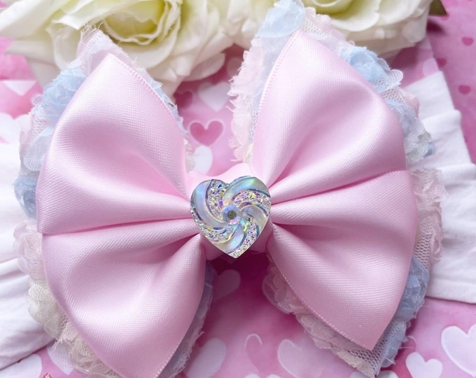 Baby headbands, girls hair accessories, valentines day bows, love heart bows