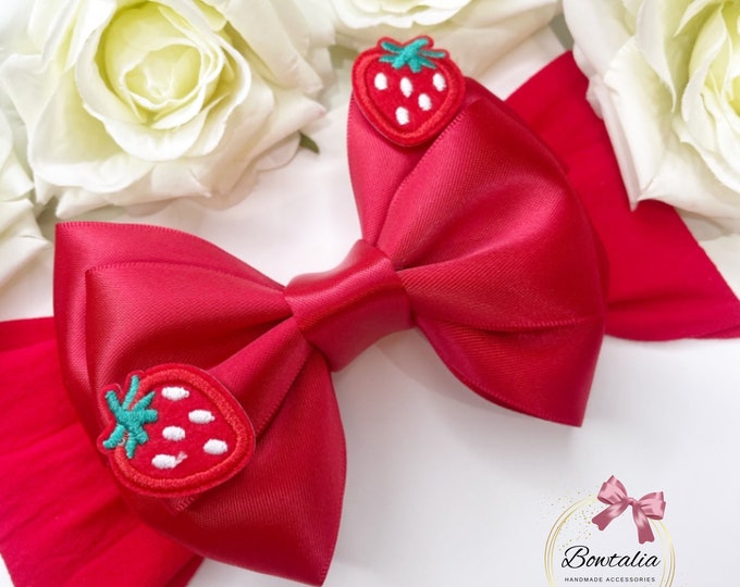 Strawberry Bow Baby Headband: Red Hair Accessories