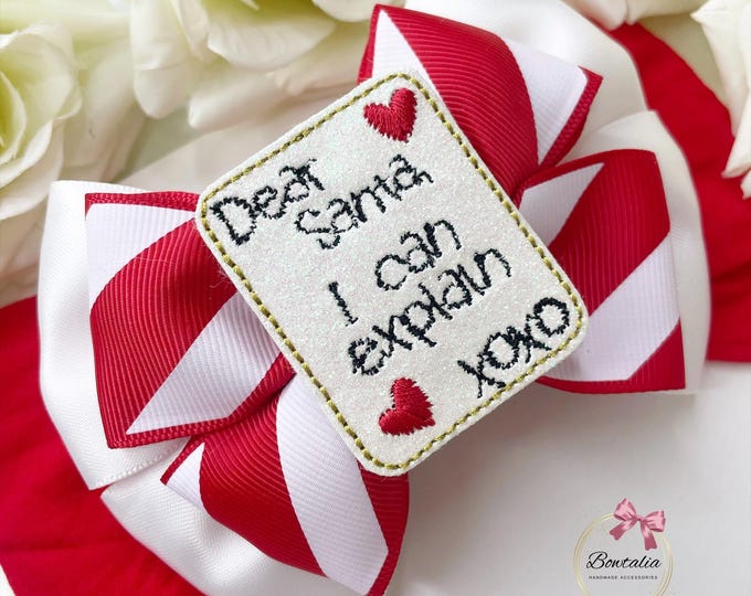 Christmas Hair Bow: "Dear Santa, I Can Explain" Headband