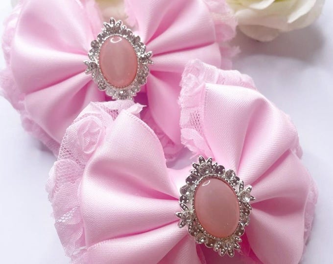 Pink Layered Baby Bow Clips: Handmade Hair Accessories - Set of 2