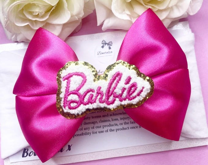 Character Embroidered Baby Bow: White Hairband