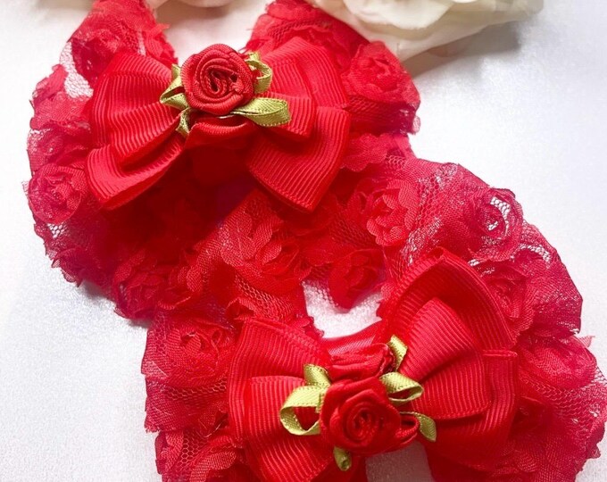 Red Christmas bows | Christmas bow clips (set of 2)