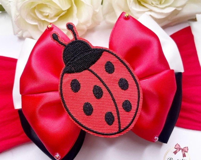 Ladybug Bow: Handmade Baby Headband or Clip - Summer Hair Accessory