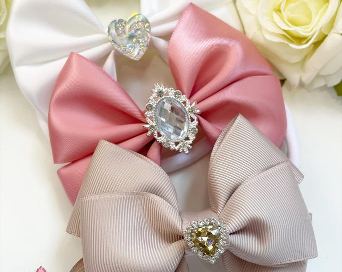 Handmade Baby Bow Headband Bundle: Satin & Grosgrain Bows