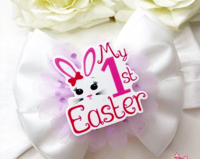 My 1st Easter Bunny Bow: Baby Headband or Clip