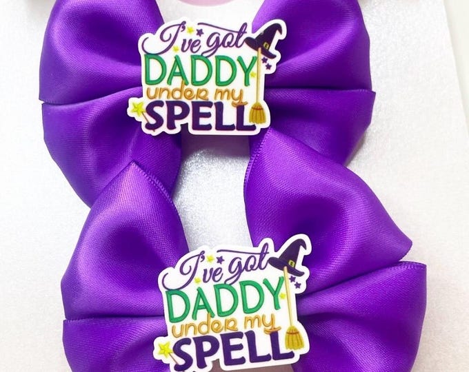 Halloween Pigtail Hair Bows Purple Halloween Clips Set of 2