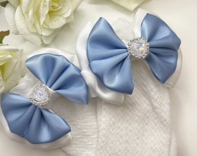Baby Knee High Bow Socks: Handmade Double Layered Bow, 0-3 Years