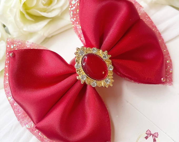 Red Glitter Christmas Baby Bow Headband