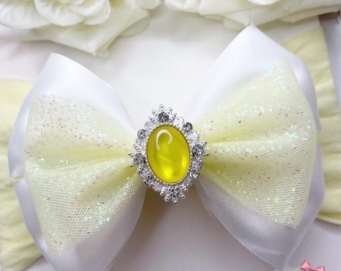 Lemon Tulle Baby Bow: Princess Headband, Soft Nylon