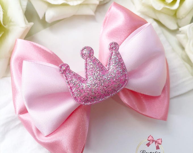 Pink Princess Crown Bow: Baby Girl Headband