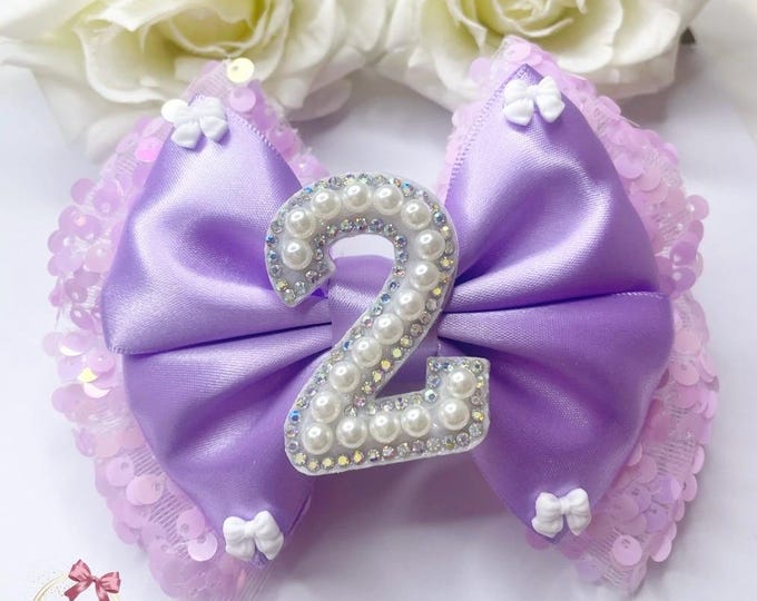 Sequin Birthday Bow Clip: Lilac Party Hair Accessory