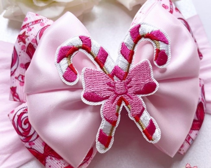 Candy Cane Christmas Hair Bows: Christmas headband