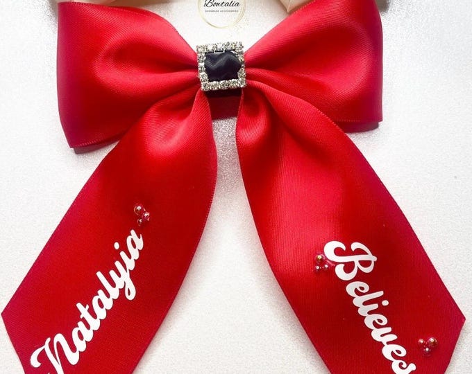 Personalized Christmas Hair Bow Clip: Red Santa Belt Bow