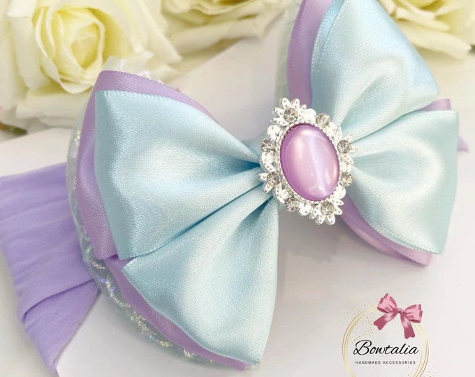 Mermaid Birthday Bow: Lilac, Mint, & Blue Ribbon Headband
