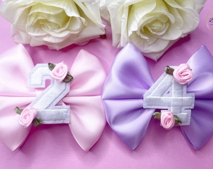 Birthday Hair Bows: bow Clips (Set of 2)