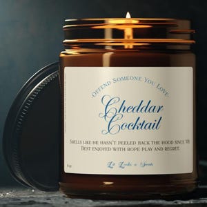 Cheddar Cocktail Candle | Funny Gag Gift for Him | Gross Humor Candle | NSFW Soy Candle | Rope Play Joke Gift | Naughty Bathroom Decor