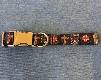 Hand-made unofficial Def Leppard band dog collar